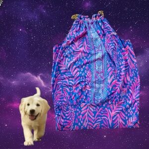 Lilly Pulitzer Gold Chain Halter Top Pink Purple